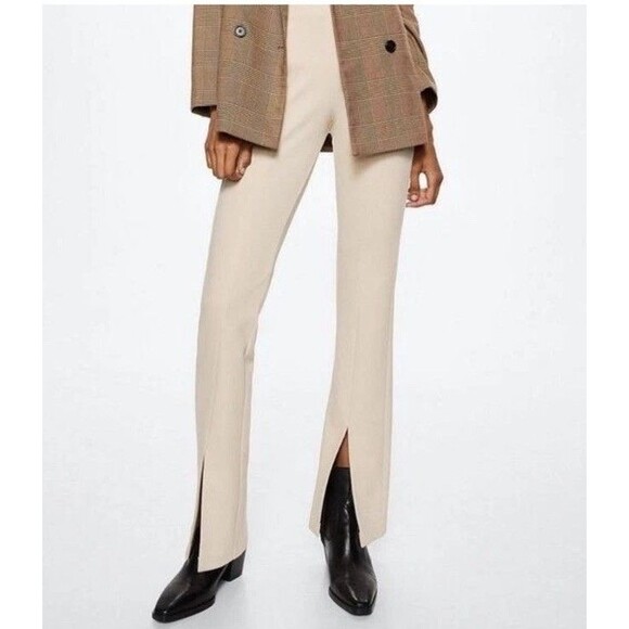 MNG Suit Split Hem Pants in Cream Ivory SZ 4 - Picture 3 of 13